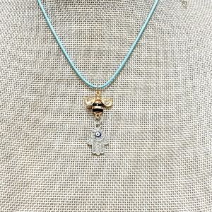 bee/third eye hand necklace